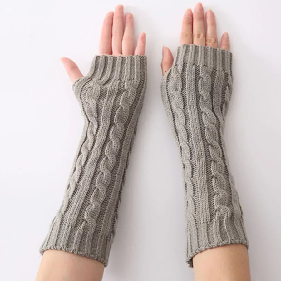 Lange gebreide damesarmwarmers zonder vingers