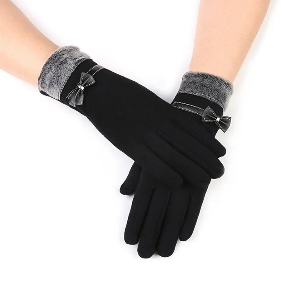 Damen Winterhandschuhe mit Kunstfellbesatz & Touchscreen-Funktion