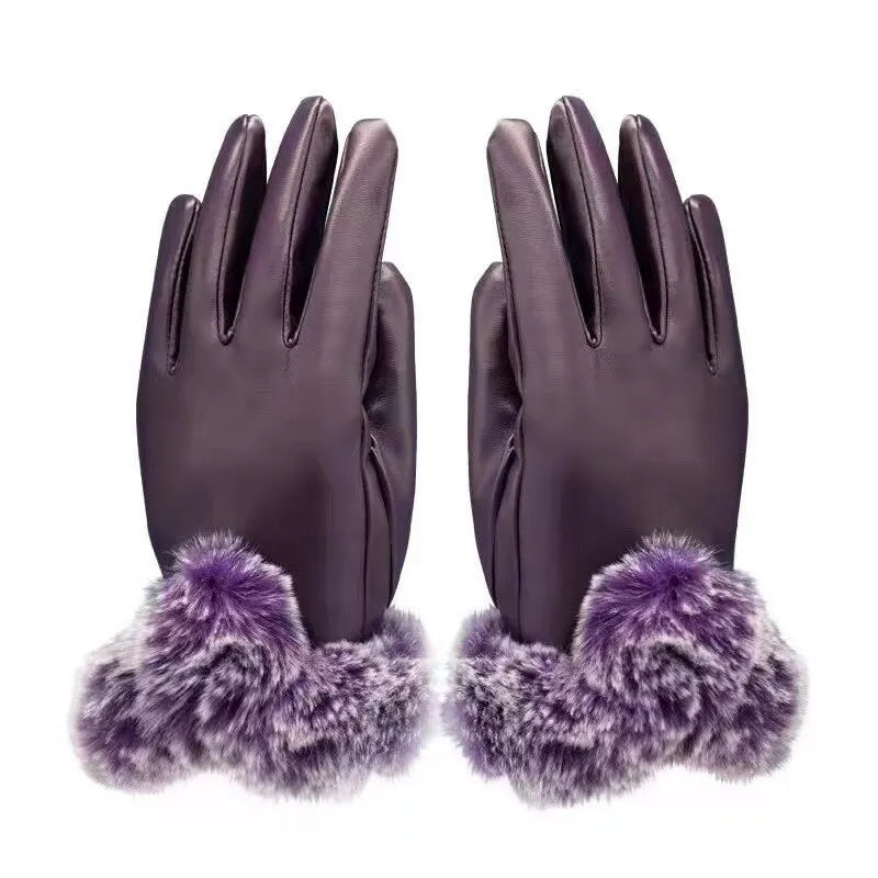 Dameshandschoenen met imitatiebontrand, zacht materiaal, warme winterhandschoenen