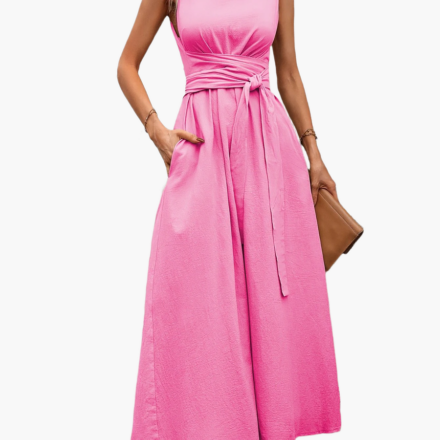 Damen Jumpsuit Elegant Ärmellos mit Gürtel – Perfekt für Alltag und besondere Anlässe