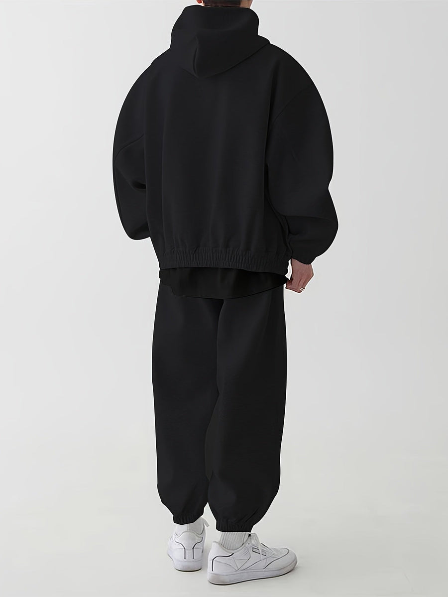 Unisex Trainingsanzug mit Kapuzenjacke und Jogginghose in Graumeliert
