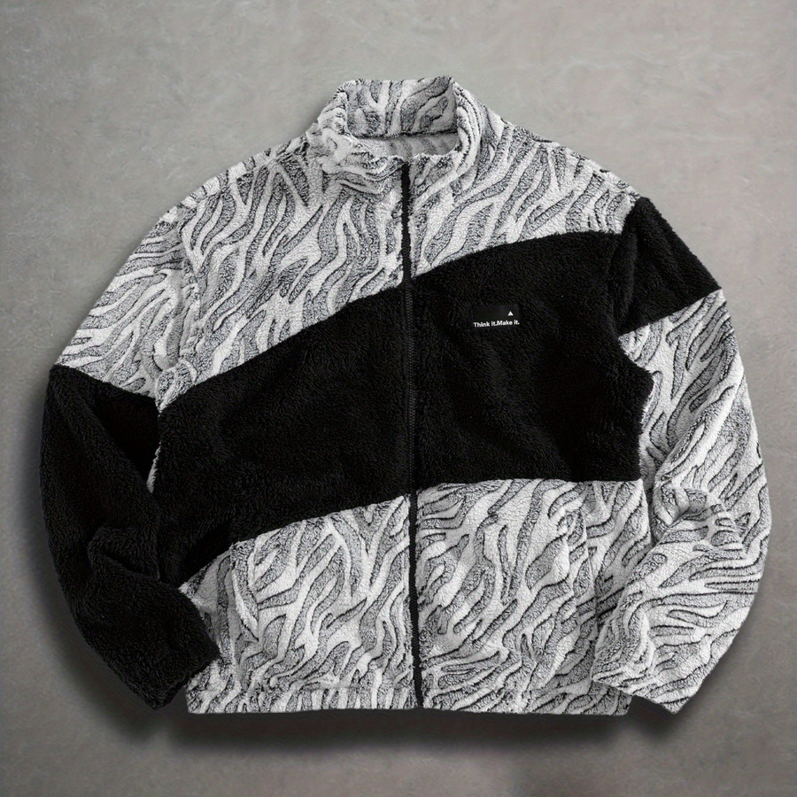 Fleecejacke mit Stehkragen und Reißverschluss, mehrfarbig