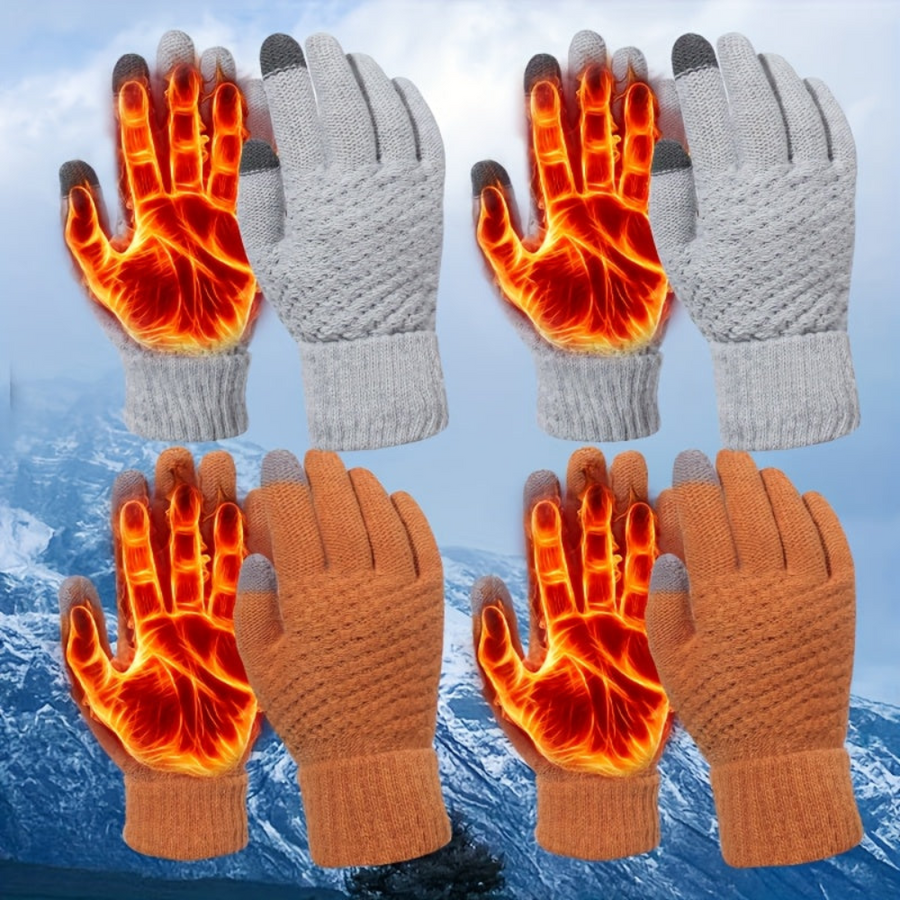 Unisex Winter Strickhandschuhe mit Touchscreen-Funktion - Warme Handschuhe für Damen und Herren