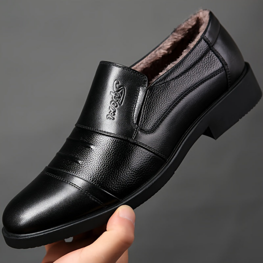 Herren Loafer gefüttert Schwarz/Dunkelbraun, Business Slipper mit Futter