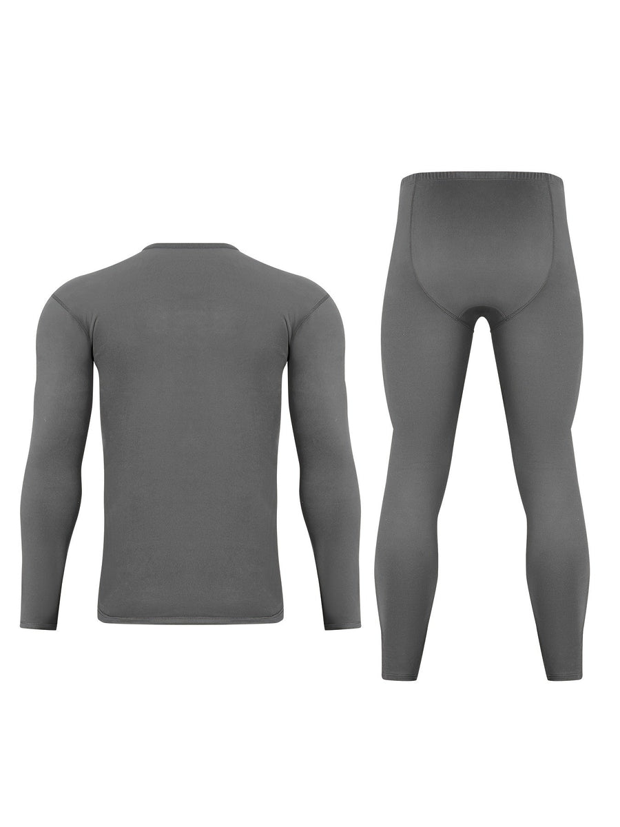 Thermo Unterwäsche Set Herren Langarmshirt und Hose 4-teilig Schwarz Grau