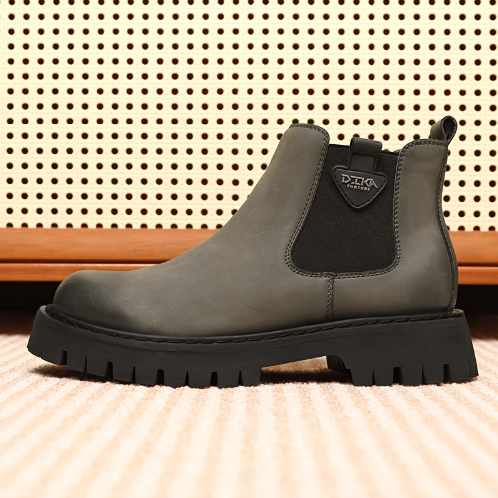 Chelsea Boots Plateau Damen Herren Chunky Sohle Schwarz Grau Stiefel