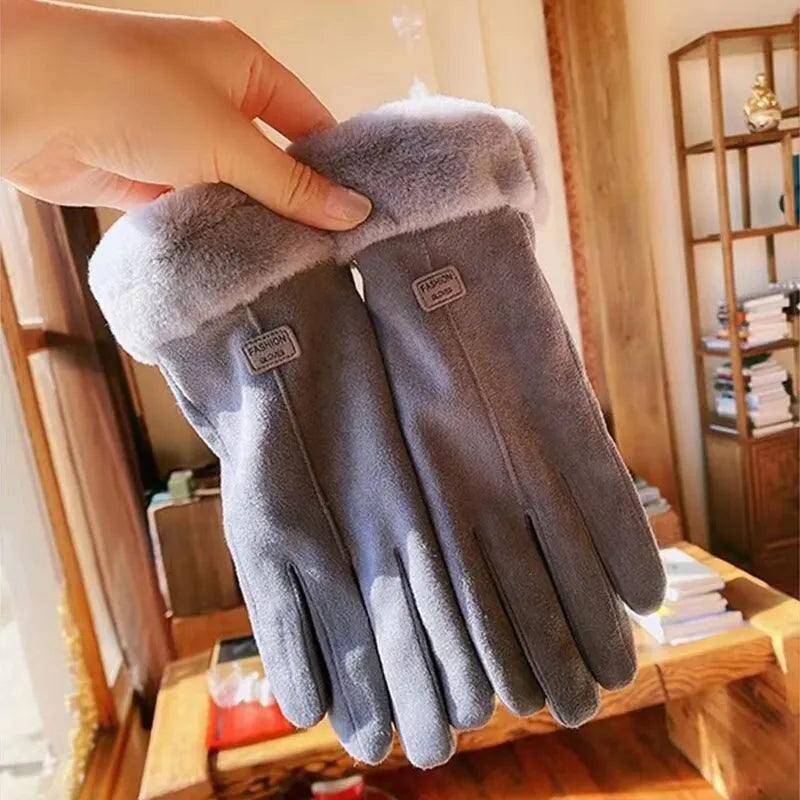 Warme dameswinterhandschoenen met pluche voering en manchetten