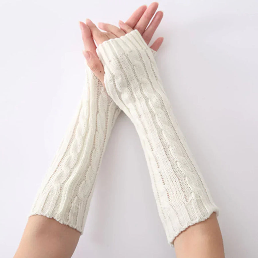 Lange gebreide damesarmwarmers zonder vingers