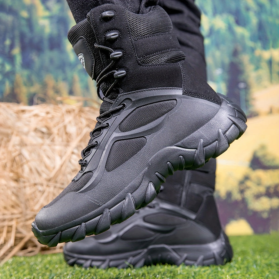 Taktische Stiefel Schwarz Hoch Robuste Outdoor-Schuhe Schnürverschluss