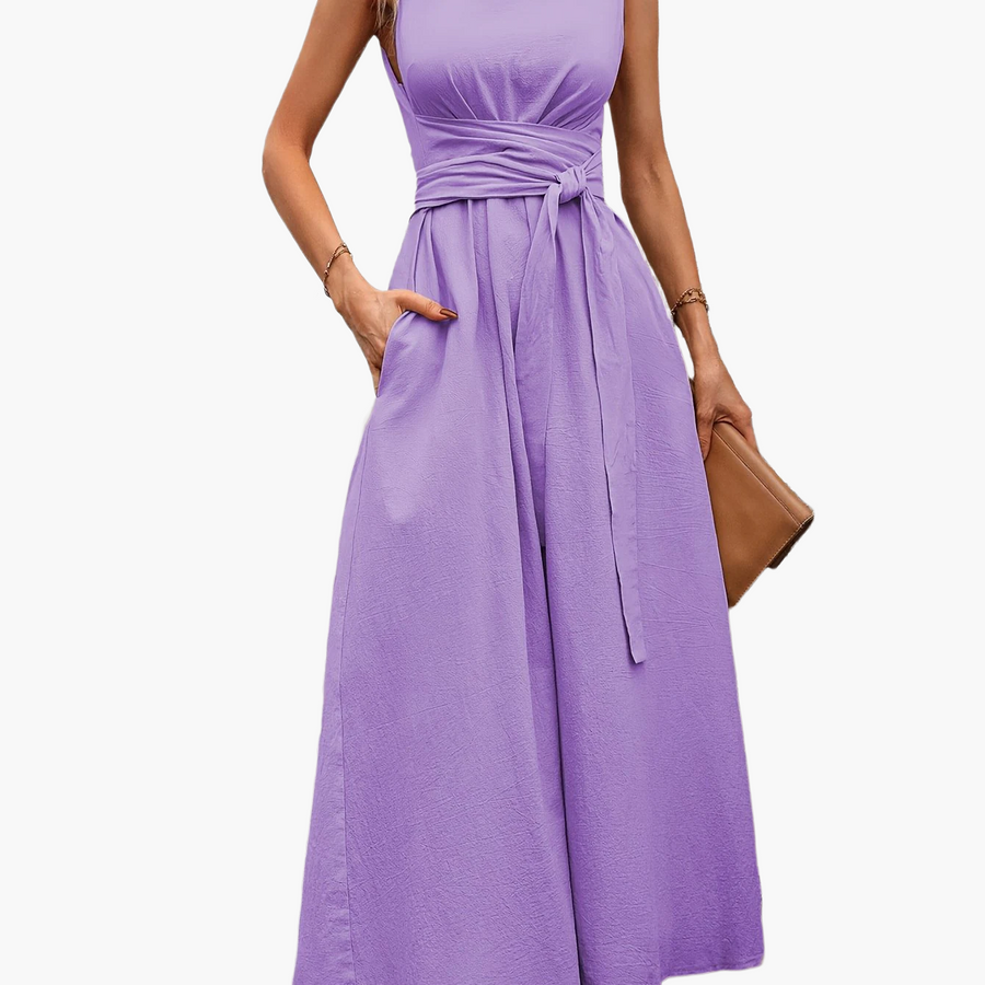 Damen Jumpsuit Elegant Ärmellos mit Gürtel – Perfekt für Alltag und besondere Anlässe