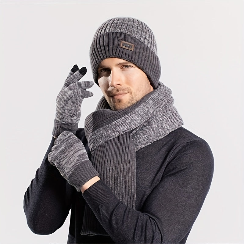 Unisex Winter Set Mütze Schal Handschuhe – Gestrickt, Warm, Farblich abgestimmt