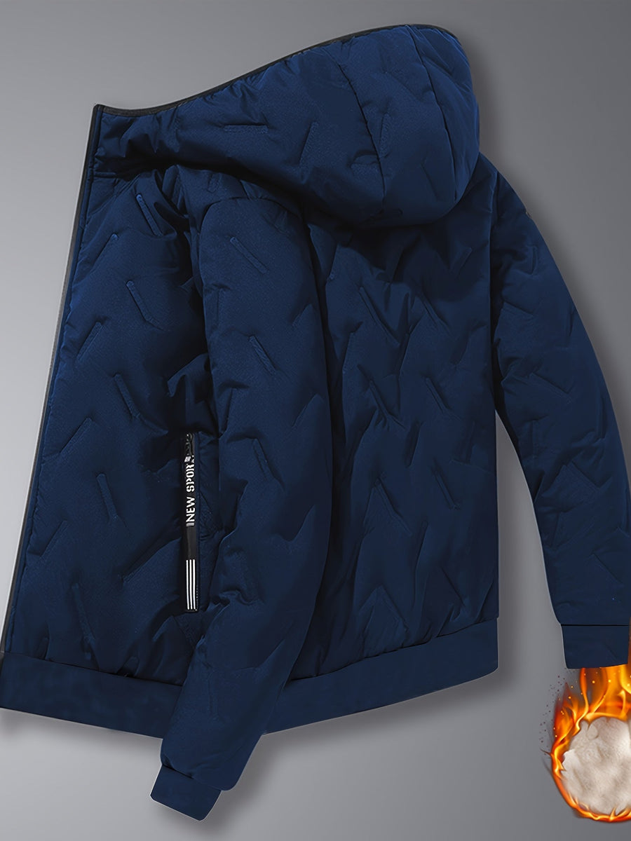 Herren Winter Thermo Anzug Gesteppt Gefütterte Jacke mit Kapuze und Hose