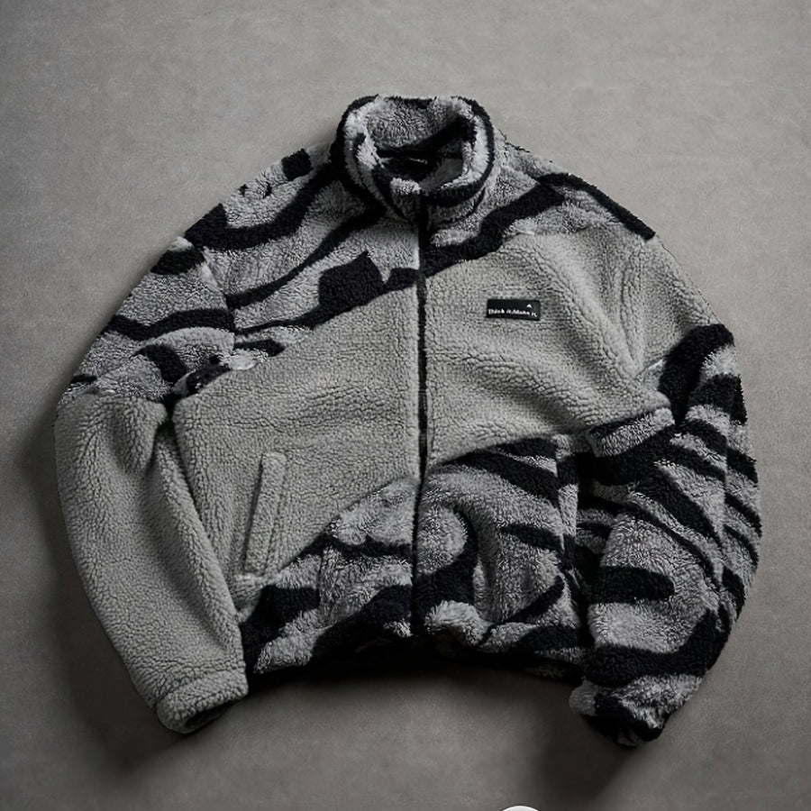 Fleecejacke mit Stehkragen und Reißverschluss, mehrfarbig
