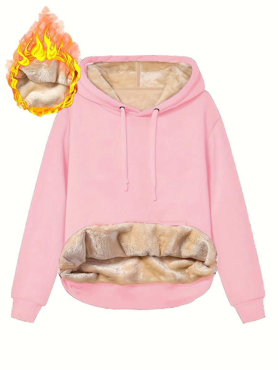 Unisex Hoodie mit Kapuze und Plüschfutter – Warmer Winter Pullover mit Kängurutasche
