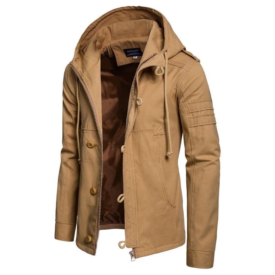 Herenhoodie-jack met ritssluiting & knopen, diverse kleuren