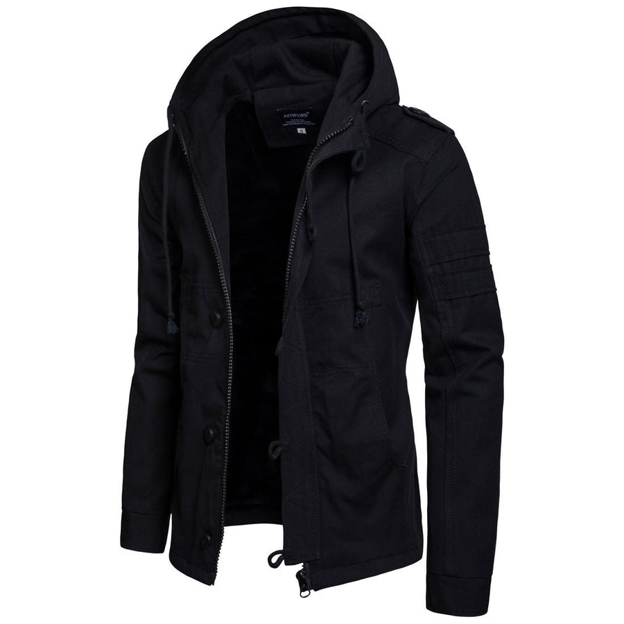 Herenhoodie-jack met ritssluiting & knopen, diverse kleuren