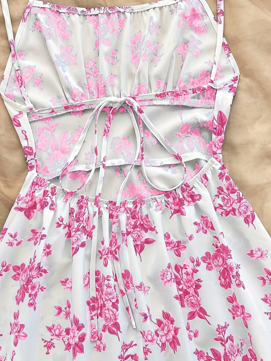 Damen Sommerkleid Elegant mit Blumenmuster und Spaghettiträgern – Perfekt für Freizeit und besondere Anlässe