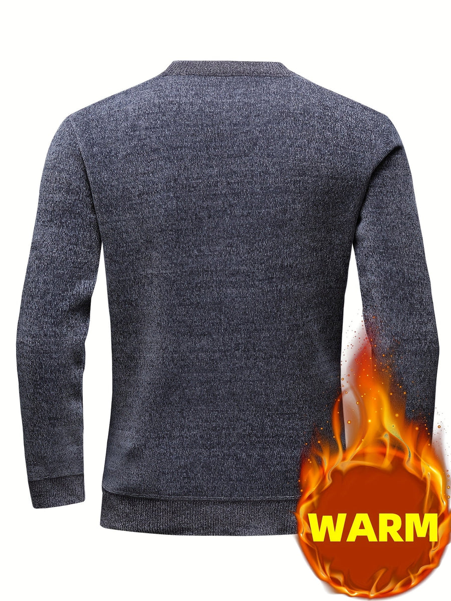 Herren Pullover Rundhals Rippstrick Optik Warm Winter