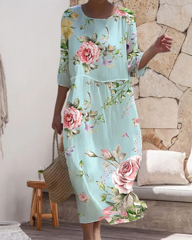 Damen Midi Kleid mit Blumenmuster – Eleganter Sommerstil für Alltag und besondere Anlässe