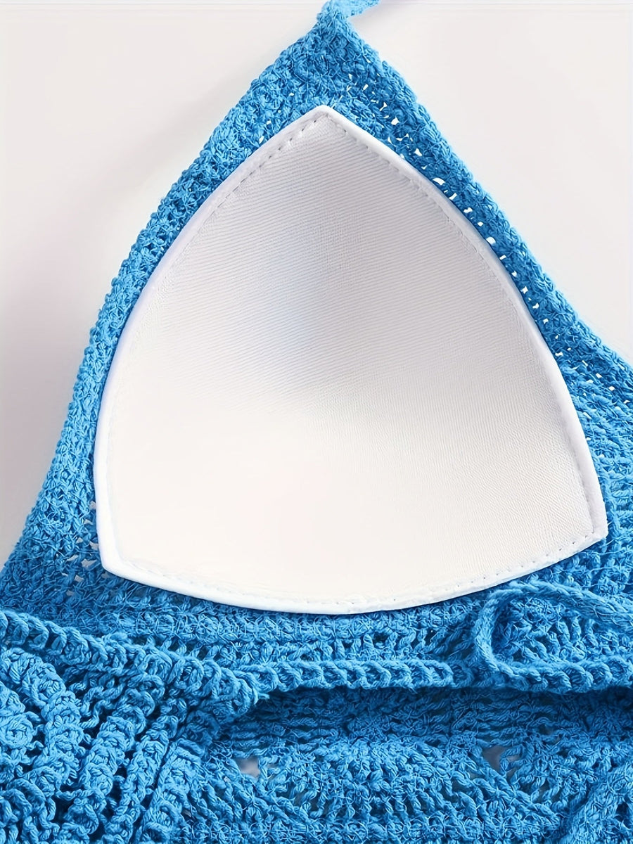 Damen Häkel-Halftertop im Boho-Stil für Sommer und Festivals
