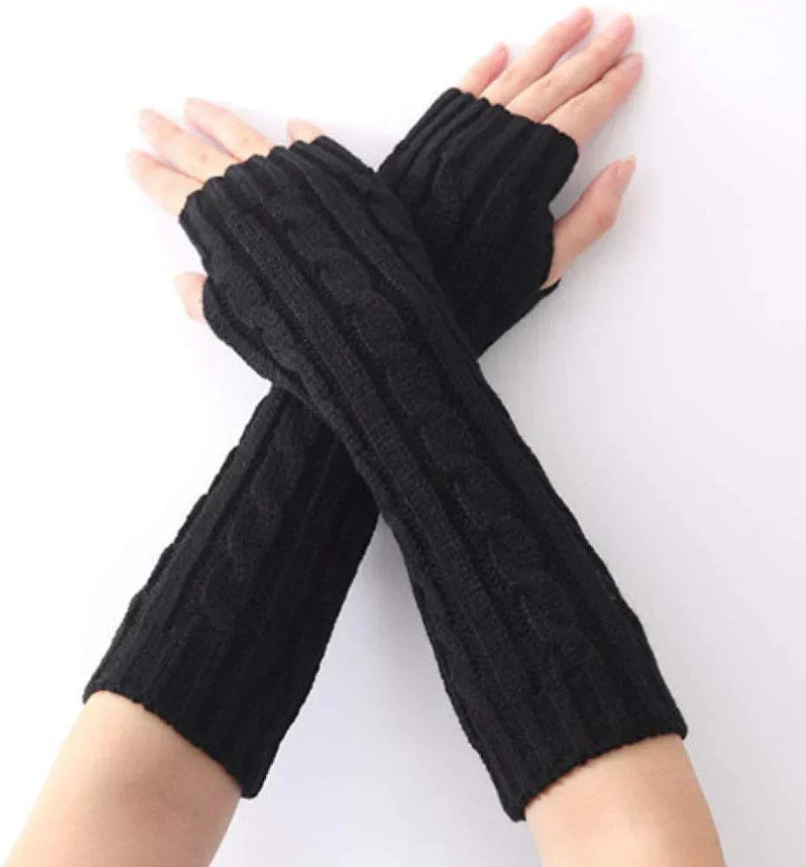 Lange gebreide damesarmwarmers zonder vingers