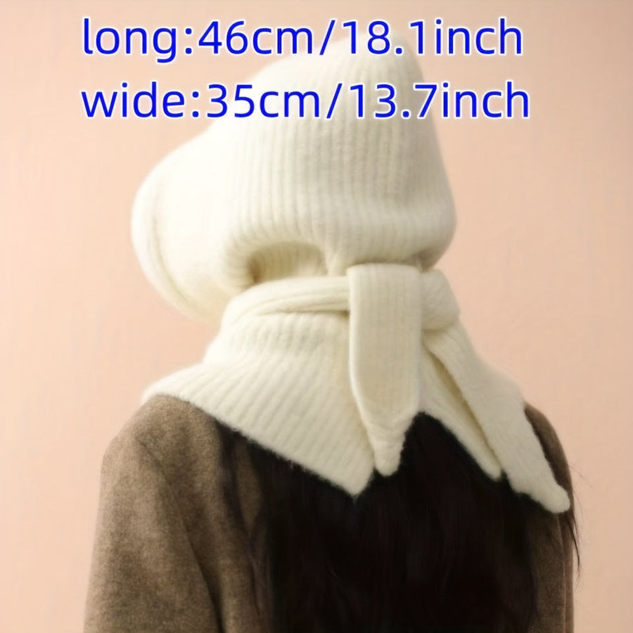 Unisex Strick Kapuze mit Schal Winter Warme Sturmhaube Haube Halswärmer