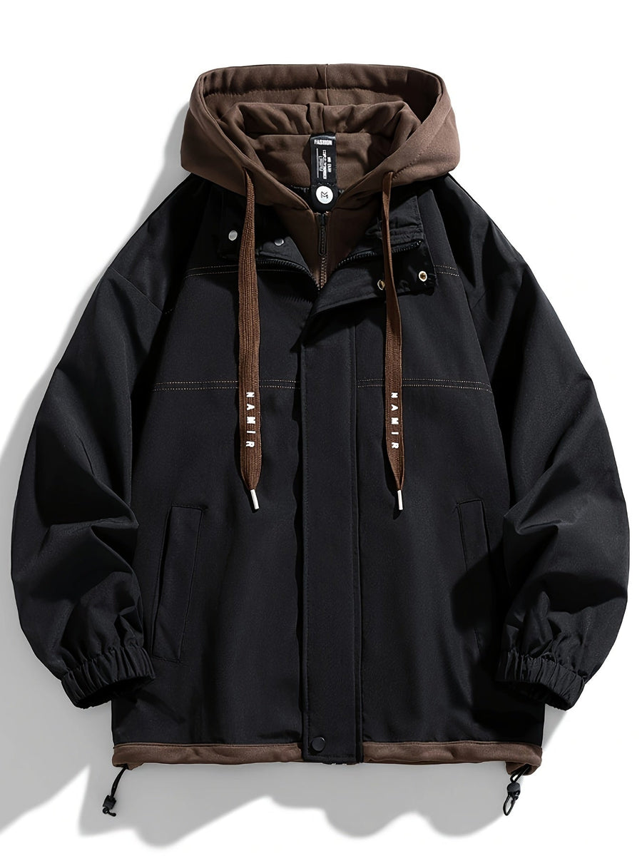 Unisex Jacke mit Kapuze und Reißverschluss, Farbe nach Wahl, Layer-Look, Frühling/Herbst