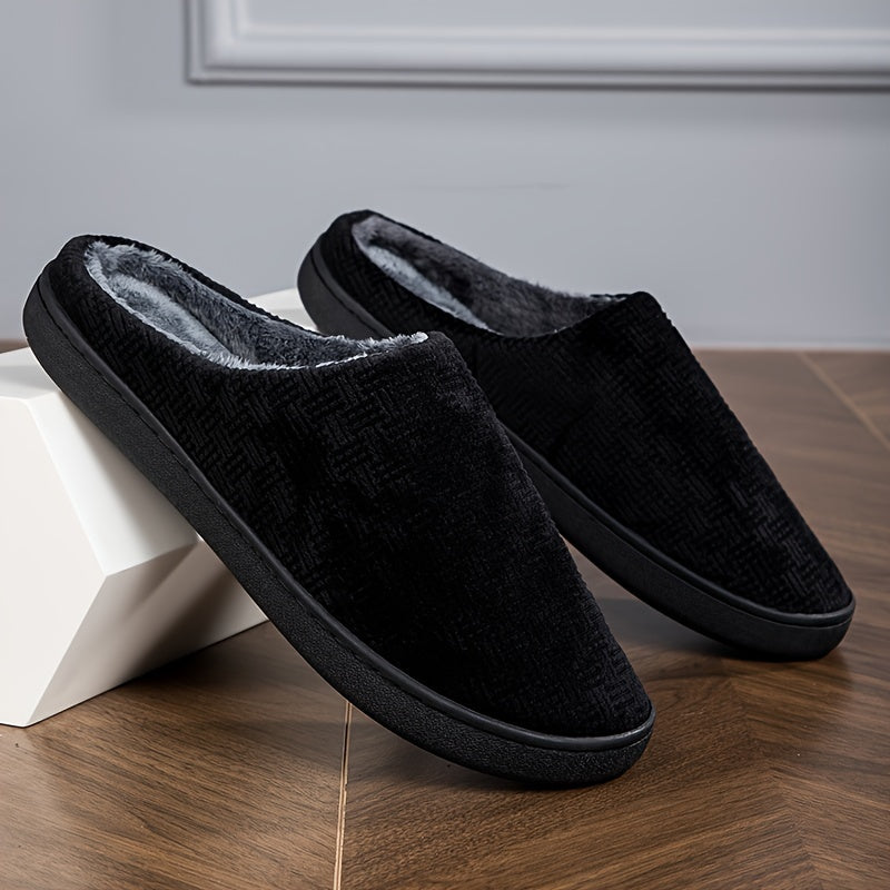 Unisex Hausschuhe Schwarz mit weichem Futter, rutschfeste Sohle