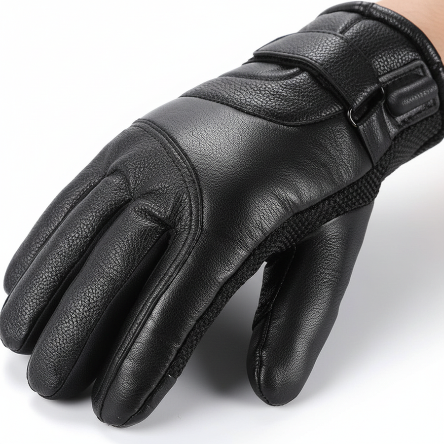 Schwarze Fahrradhandschuhe mit Schnallenverschluss