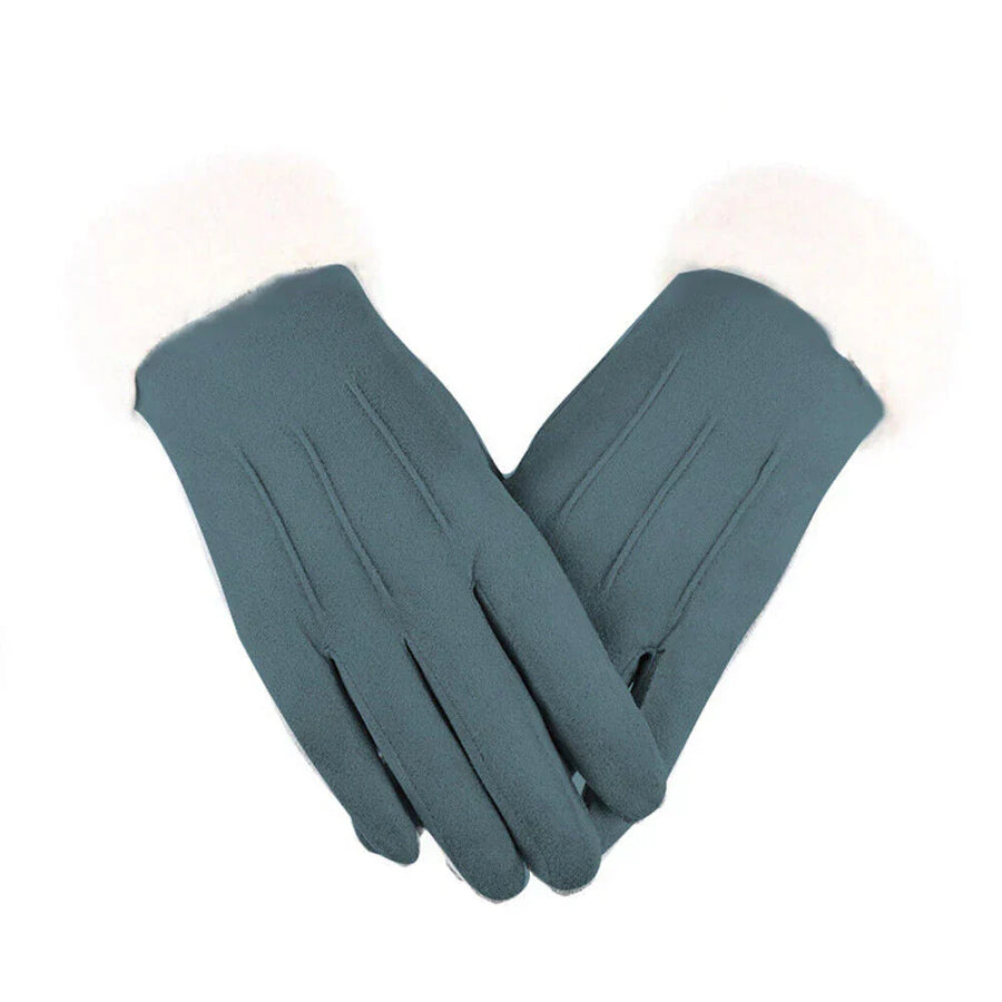 Winter Handschuhe aus weichem Material mit Plüschmanschette Braun