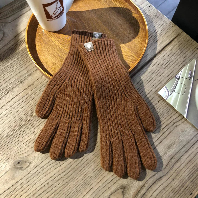 Unisex Winterhandschuhe Strickhandschuhe Gerippt mit Label-Detail