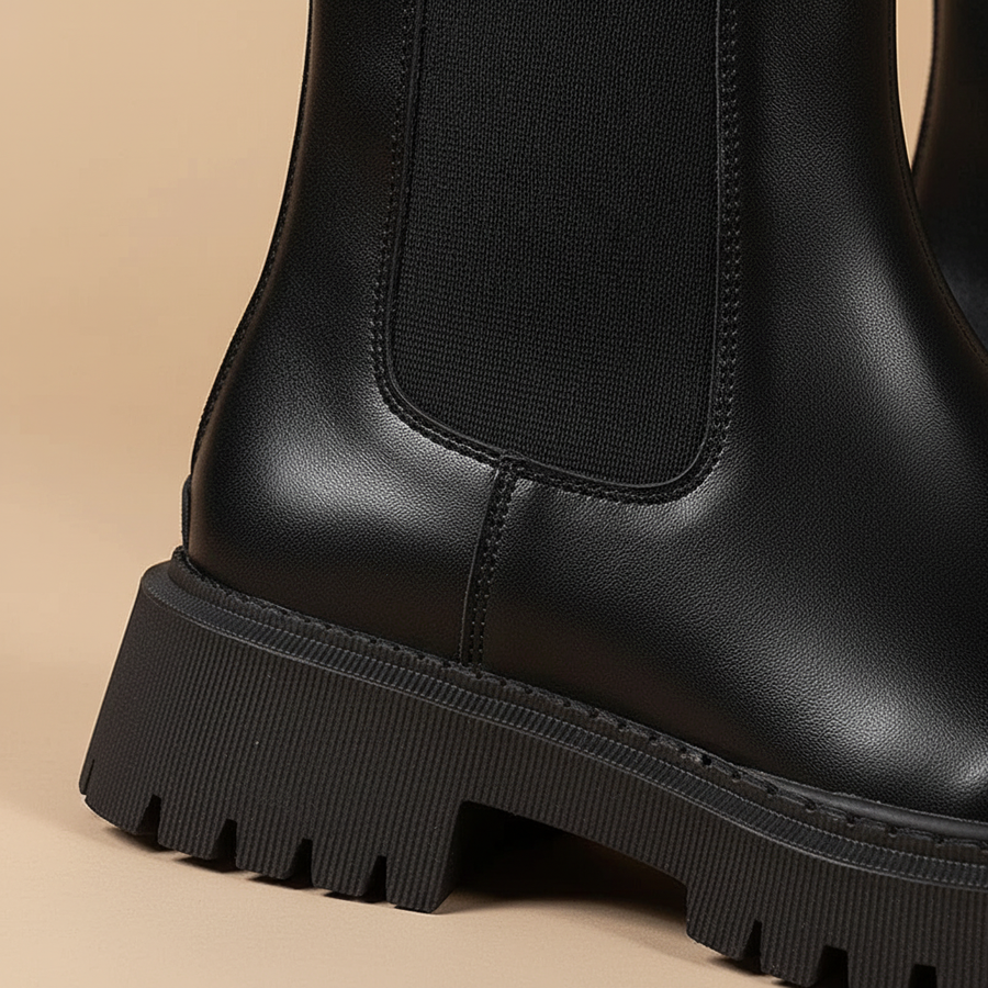 Damen Chelsea Boots Schwarz mit Chunky Sohle