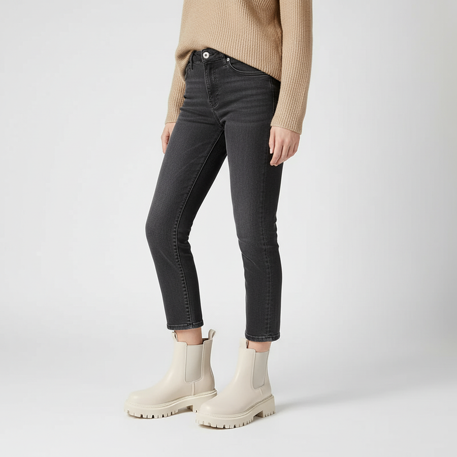 Damen Chelsea Boots Schwarz mit Chunky Sohle