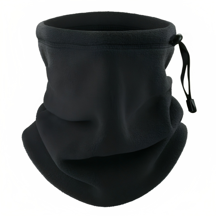 Fleece Nackenwärmer mit Kordelzug in Schwarz – Winter Neck Gaiter