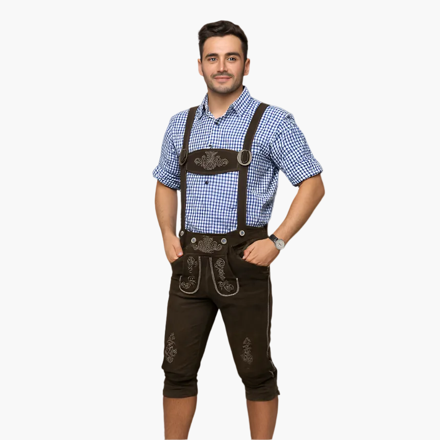 Herren Trachten Kniebund-Veganem Lederhose mit Hosenträgern – Traditioneller Oktoberfest-Look