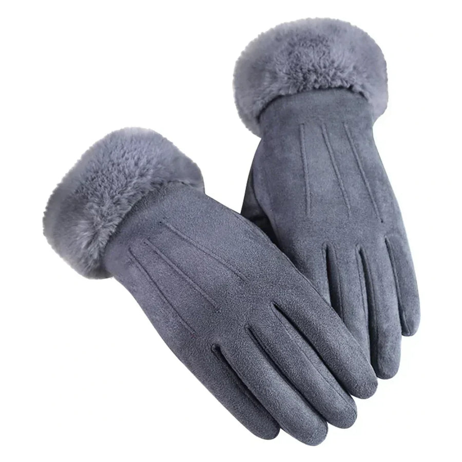 Winter Handschuhe aus weichem Material mit Plüschmanschette Braun