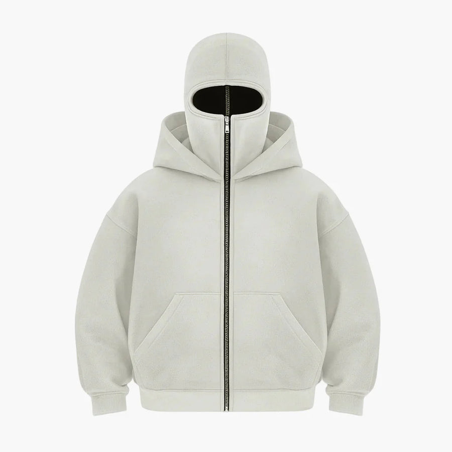 Herren Urban Tech Vollmasken-Hoodie – Streetwear mit Reißverschluss und Kapuze
