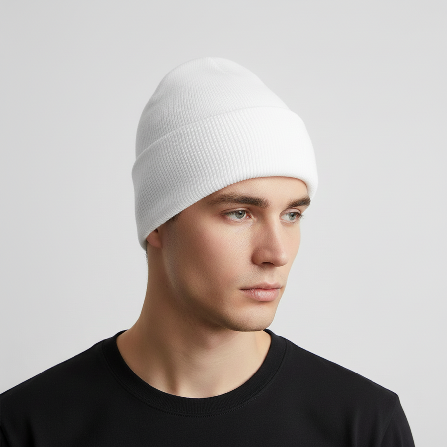 Unisex geribde beanie met omslag - verschillende kleuren