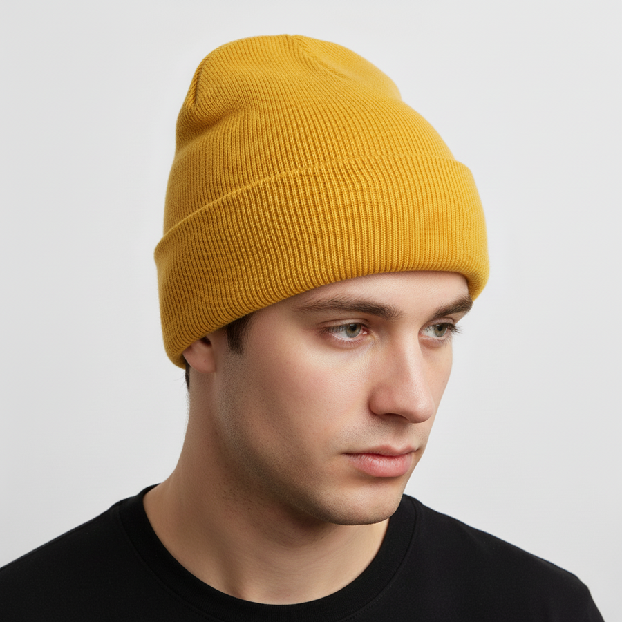 Unisex geribde beanie met omslag - verschillende kleuren