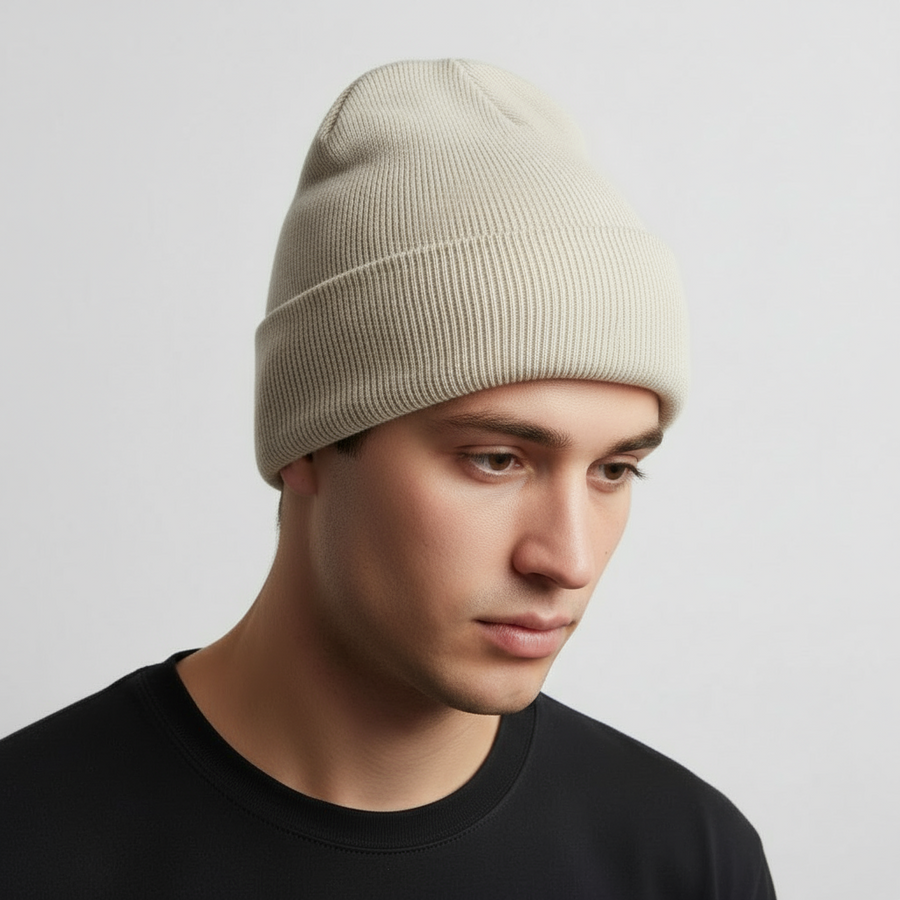 Unisex geribde beanie met omslag - verschillende kleuren