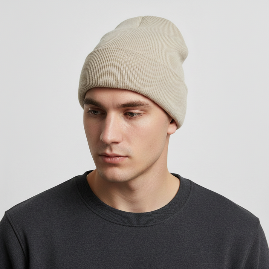 Unisex geribde beanie met omslag - verschillende kleuren