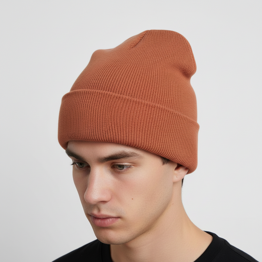 Unisex geribde beanie met omslag - verschillende kleuren