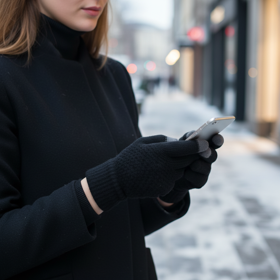 Damen Strickhandschuhe mit Touchscreen-Funktion