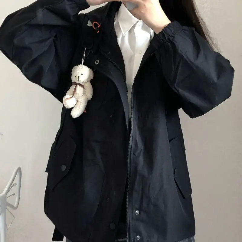 Hoodie Jacke für Damen mit Kapuze, Reißverschluss und Seitentaschen