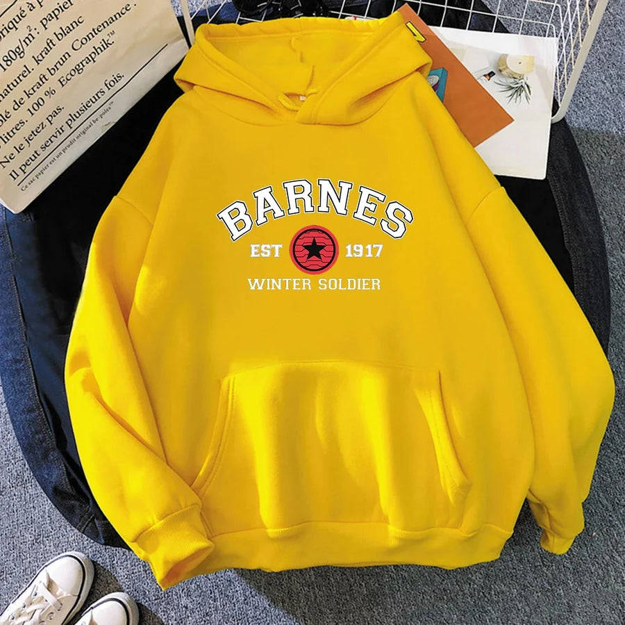 Hoodie met "BARNES WINTER SOLDIER"-opdruk, capuchon en kangoeroezak