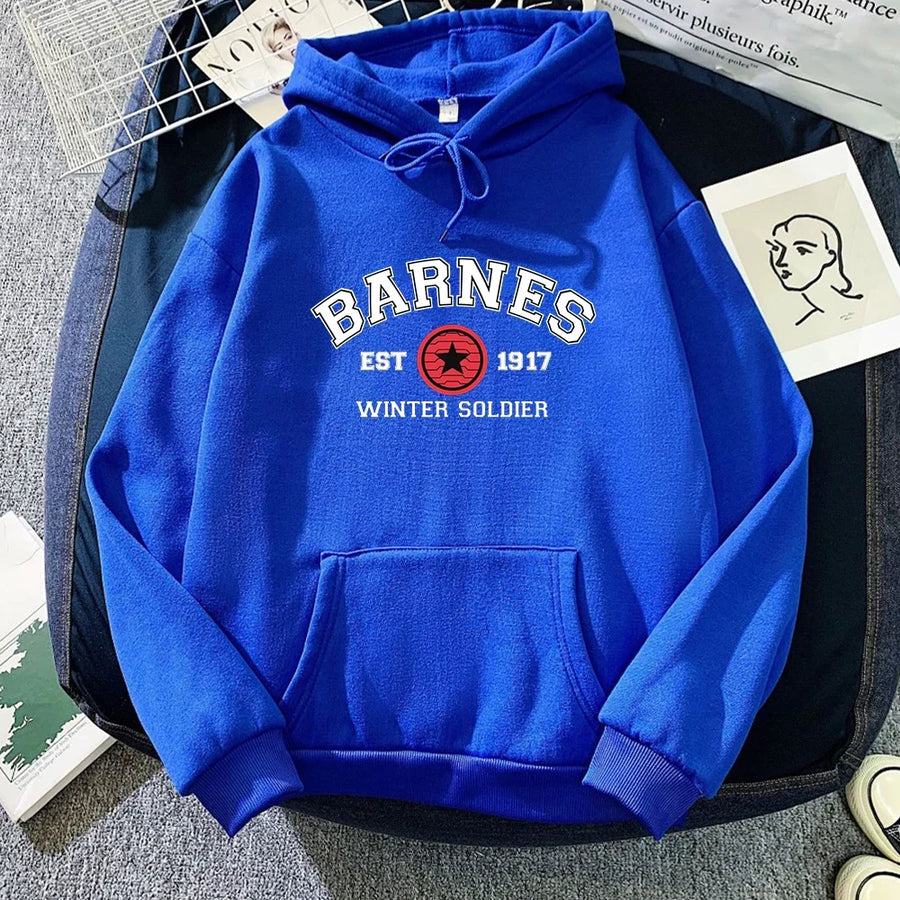 Hoodie met "BARNES WINTER SOLDIER"-opdruk, capuchon en kangoeroezak