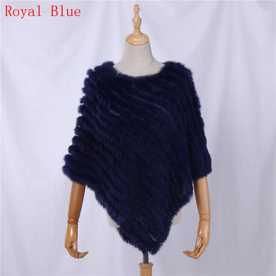 Weicher Poncho mit Pelz-Optik für Damen - Kurzarm Wickel-Cape