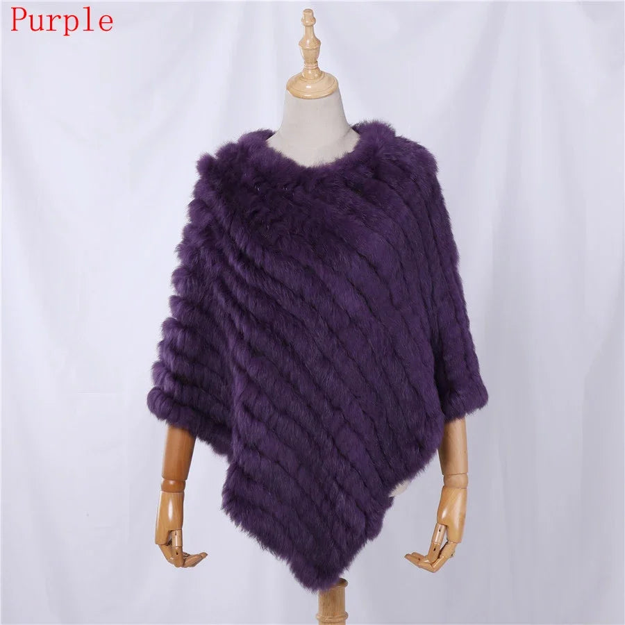Weicher Poncho mit Pelz-Optik für Damen - Kurzarm Wickel-Cape