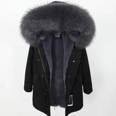Winterparka mit Plüschfutter und Kunstpelzbesatz an Kapuze
