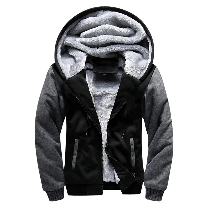 Herren Hoodie Jacke mit Plüschfutter und Reißverschluss